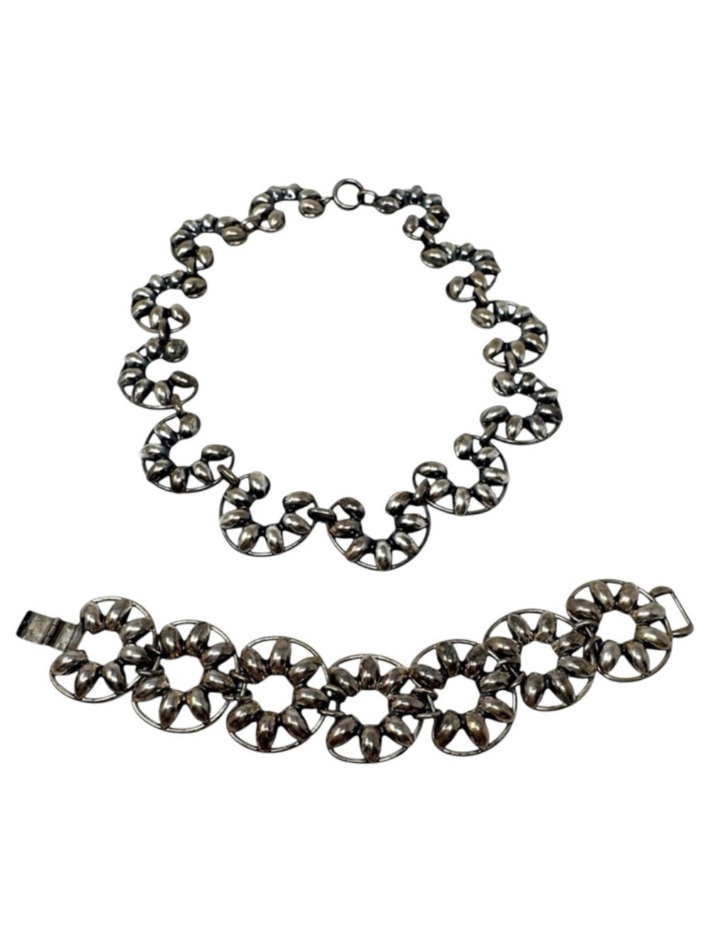 NAPIER vintage silver plated necklace and bracelet sets, c1950s